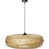 Beliani Suspension avec abat-jour en bambou naturel de style boho lampe ronde tressée pour salon et salle à manger