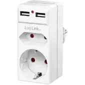 Logilink PA0276 Fiche d'adaptateur avec 2x ports USB, prise euro &amp