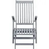 vidaXL Chaise longue avec repose-pieds Gris Bois massif Acacia