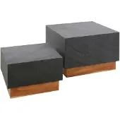 Zijlstra Ensemble de tables basses Boxy-ardoise/acacia