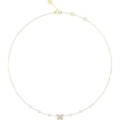 GUESS Borboleta 16-18" Pave Borboleta Necklace, (Acier inoxydable, Nacre, Verre)