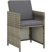 vidaXL Chaises de jardin 2 pcs. avec coussins Poly Rattan Gris