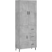 vidaXL Highboard gris béton 69,5x34x180 cm Bois composite