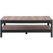 CALICOSY - Table basse métal noir et bois - L117cm