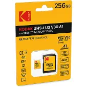Kodak MicroSDXC Micro SDXC 256 Go UHS-I U3 V30 A1 + ADAPTATEUR