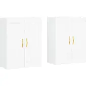 vidaXL Armoires murales 2 pcs. Blanc Bois composite