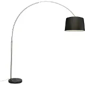 QAZQA Lampe d'arc en acier avec abat-jour en tissu noir 45 cm - XXL