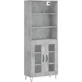 vidaXL Highboard gris béton 69,5x34x180 cm Bois composite