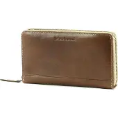 Bruno Banani Cuir porte-monnaie Zip Around Wallet Brown brun