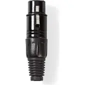 Nedis Connecteur XLR | Droit | Femelle | Nickelé | A souder | Diamètre d'entrée du câble : 5.0 mm | Métal | Noir | 1 pc. | Sachet en plastique