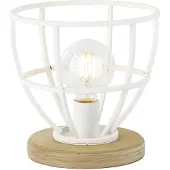 Brilliant Tischleuchte Matrix Wood Weiß Ø25cm max. 60W E27 ohne Leuchtmittel mit Schalter