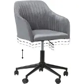 Beliani chaise de bureau Grise velours avec accoudoirs pivotants, réglable en hauteur