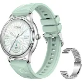 COLMI Montre connectée L28 (argent-vert + bracelet en acier argenté)