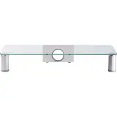 VCM support d'écran "Parco", rehausse PC en alu et verre H 10 x L 62,5 x P 25 cm