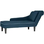 vidaXL Chaise longue avec coussin et accoudoir droit Bleu velours