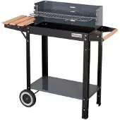 Floraland Barbecue de jardin au charbon de bois avec étagères sur roulettes