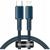 Baseus Câble Usb-C vers Lightning High Density Braided, 20W, 5A, Pd, 1M (Bleu)