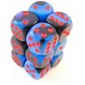 Chessex Gemini 16mm d6 avec points Blocs de dés (12 dés) - Noir-Étoilé avec rouge