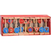Playwood Ensemble de panneaux de signalisation en bois, 18 pièces