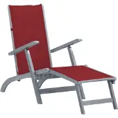 vidaXL Chaise longue avec repose-pieds et coussin, en bois massif d'acacia