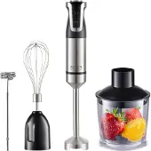Adler Mixeur Portable 5 en 1 AD4627B, 20 Vitesses, Mixeur Professionnel, 1500W, Fonction Turbo, Multifonctionnel pour Broyage, Mixage, Mélange, Hachage et Fouettage d'Œufs, Capacité 700ml/600ml