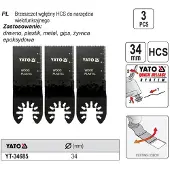 TOYA Lame de scie plongeante - YATO - 34 mm - HCS - 3 pièces - Compatible Quick Release