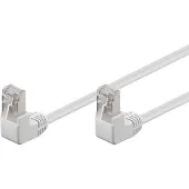 Goobay 96063 Câble patch CAT 5e 2x 90° coudé, F/UTP, blanc, 2 m - CCA cuivre mélangé, 2x RJ45 mâle 90° (8P8C)