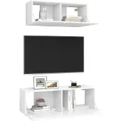 vidaXL Ensemble de 2 armoires TV blanc en bois composite