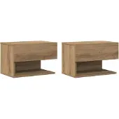 vidaXL Tables de chevet murales 2 pcs chêne artisanal