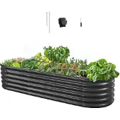 Vevor Potager Surélevé Métal 200x60x42 cm Carré Potager Surélevé Galvalume Lit de Jardin Ovale Bac de Jardinage Fond Ouvert pour Culture Légumes Fleurs Herbes Aromatiques Plantes Grasses