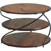 Wohnling Table basse « Raichur » composée de plateaux : bois massif de sheesham, recouvert d'un vernis transparent. Structure : acier inoxydable thermolaqué en sheesham. Dimensions (L/H/P) 58 x 40 x 58 cm