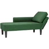 vidaXL Chaise longue avec coussin Vert foncé Tissu velours côtelé