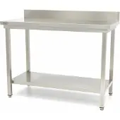 Maxima - Table Gastro en inox - 140 x 60 cm - Hauteur réglable - avec Backsplash et étagère de stockage