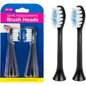 Promedix lot de 2 brosses de rechange pour PR-740 Brosse à dents sonique électrique 2 pièces 2x brosses de rechange, Noir