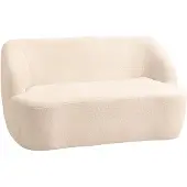 HOMCOM Canapé 2 places incurvé aucun assemblage requis tissu bouclette beige