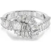 Swarovski Bague Matrix, Taille Baguette, Noeud, Blanche, Métal Rhodié