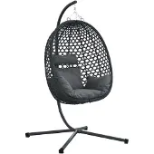 vidaXL Fauteuil suspendu en forme d'œuf, en polyrotin, dimensions : 104 x 100 x 191 cm