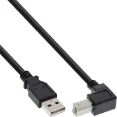 InLine 34535U Câble USB 2.0, A à B plié en bas, noir, 3m