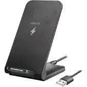Logilink Station de charge à induction, 15 watts, noir Support pour smartphone avec 2 bobines pour la charge sans fil,