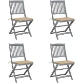 vidaXL Chaises de jardin pliantes 4 pièces avec coussins en bois massif d'acacia