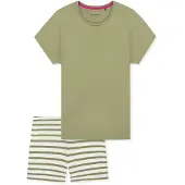 Schiesser Pyjama ' Casual Essentials ' kaki / blanc