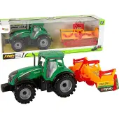 Lean Toys Tracteur vert avec cultivateur orange pour enfants