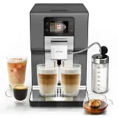 Krups EA879N, Machine à expresso, 2,5 l, Grains de café, Moulin intégré, 1 550 W, Métallisé, Noir