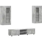 vidaXL Ensemble de meubles TV avec étagère FLORIN, 3 pièces, gris béton, aggloméré