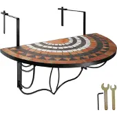TecTake Table de balcon rabattable 75 x 65 x 62 cm - terracotta/blanc