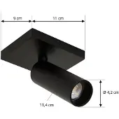 Arcchio Plafonnier , Brinja Slim, dimmable, Noir, Couloir, Aluminium, Moderne