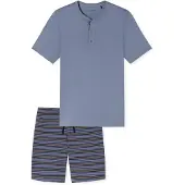 Schiesser Pyjama court 'Casual Nightwear' bleu / orange