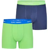 Happy Shorts Boxers ' Jersey ' bleu foncé / citron vert / vert fluo