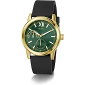 GUESS Montre à affichage analogique 'Emerson' or / vert foncé / noir