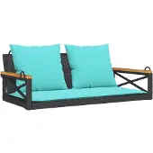 vidaXL Banc suspendu avec coussin noir 109x62x40 cm Poly rotin